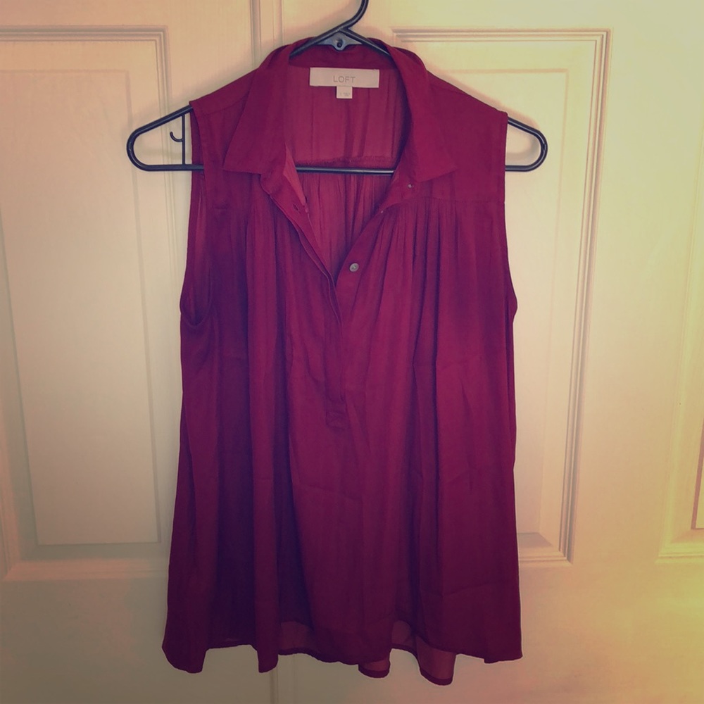 Loft - Maroon Sleeveless Blouse